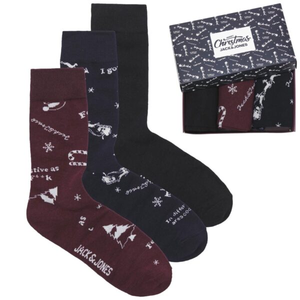 Jack & Jones Kerst Sokken Giftbox 3-pack JACSNOWFLAKE-one size