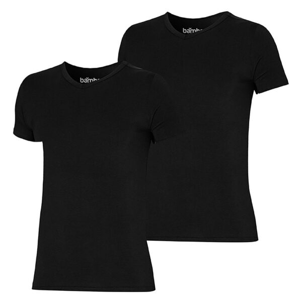 Apollo T-shirt Heren Bamboo Basic V-neck Zwart 2-pack-L