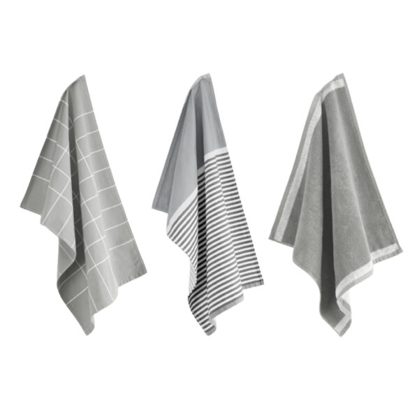 Byrklund Keuken- en Theedoeken set Dishes & Dry Hands Grijs - 3 delig