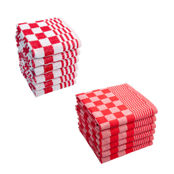 Byrklund Keuken- en Theedoeken set Clean Rood - 12 delig