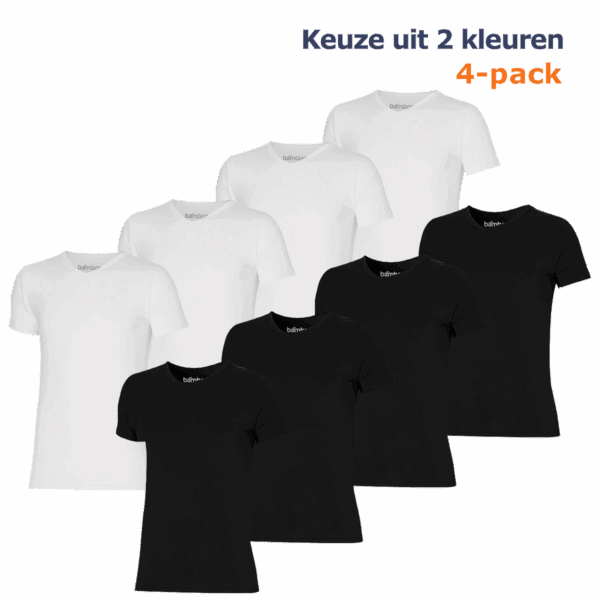 Apollo T-shirt Heren Bamboo Basic V-neck Zwart 4-pack-M