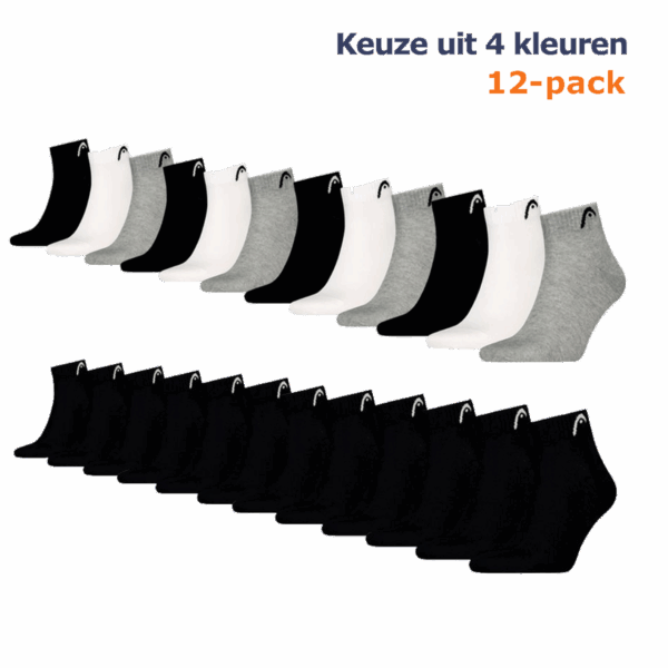 HEAD Quartersokken Training 12-pack Zwart-35/38