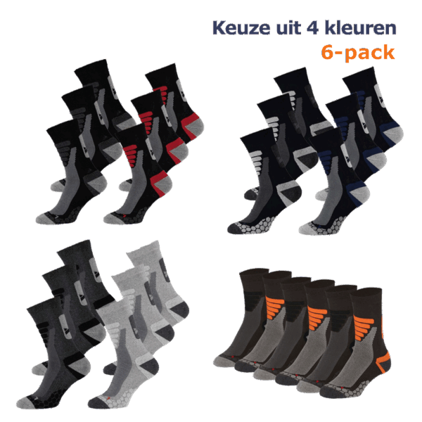 Xtreme Wandelsokken 6-pack Multi Black-35/38