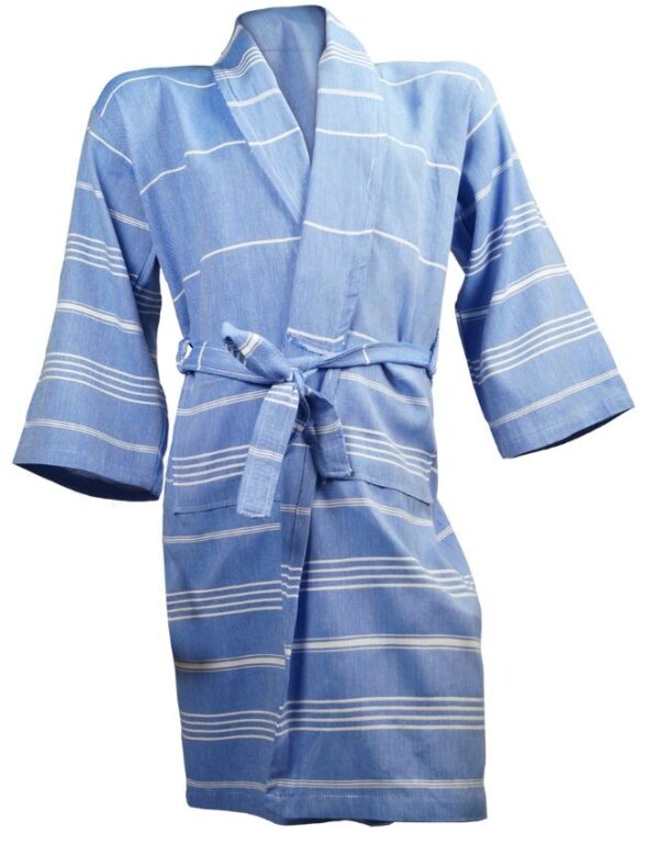 The One Towelling Hamam Badjas Blue/White-L/XL