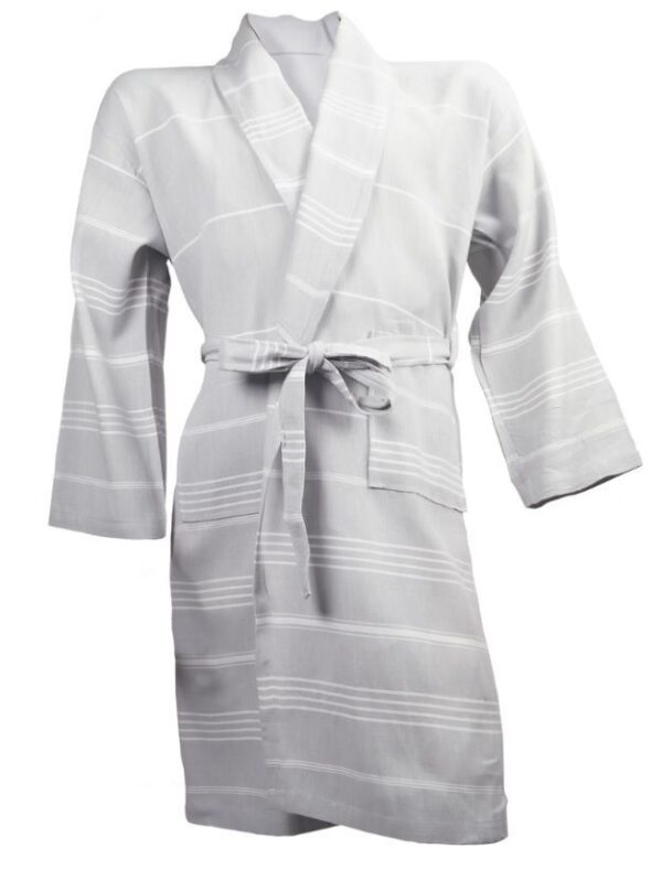 The One Towelling Hamam Badjas Light Grey/White-L/XL