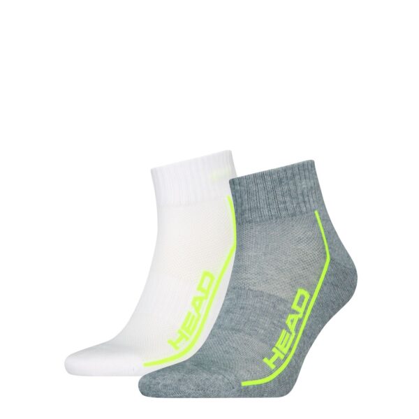 HEAD Quartersokken Performance 2-pack Grey Melange / Wit-39/42