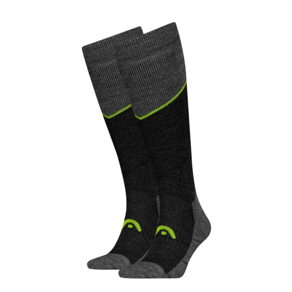 HEAD Skisokken Kneehigh 2-pack Grey Melange / Lime-35/38
