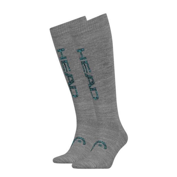 HEAD Skisokken Unisex Logo Kneehigh 2-pack Middle Grey Melange/Blue-35/38