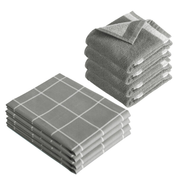Byrklund Keuken- en Theedoeken set Do Dishes & Dry Hands Grijs - 8 delig