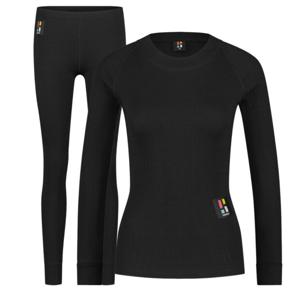 Poederbaas Thermoset Dames Pro- Thermoshirt + Thermolegging - Zwart-XXL