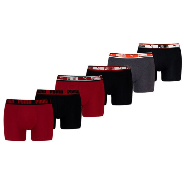 Puma Boxershorts 6-pack Burgundy / Black-S