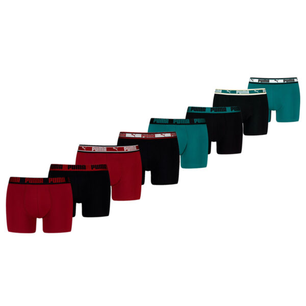 Puma Boxershorts 8-pack Burgundy / Seagreen-S