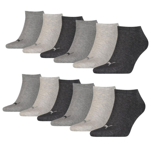 Puma Sneakersokken Plain 12-pack Antraciet Melange-43/46
