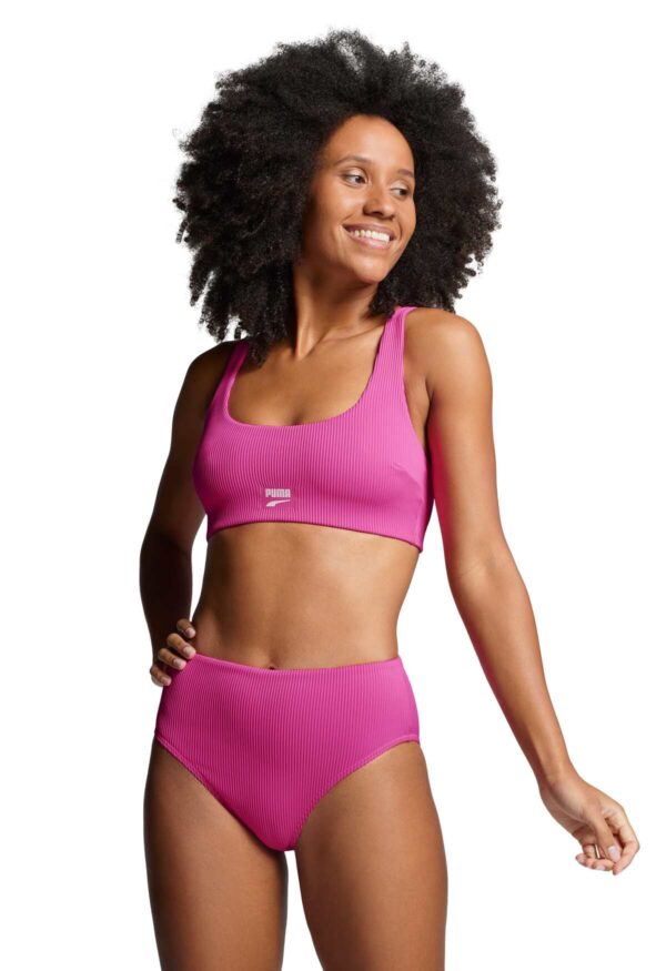 Puma Bikinibroekje Ribbed High Waist Brief Neon Pink Combo-S