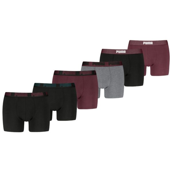 Puma Boxershorts 6-pack Black / Burgundy / Grey-L