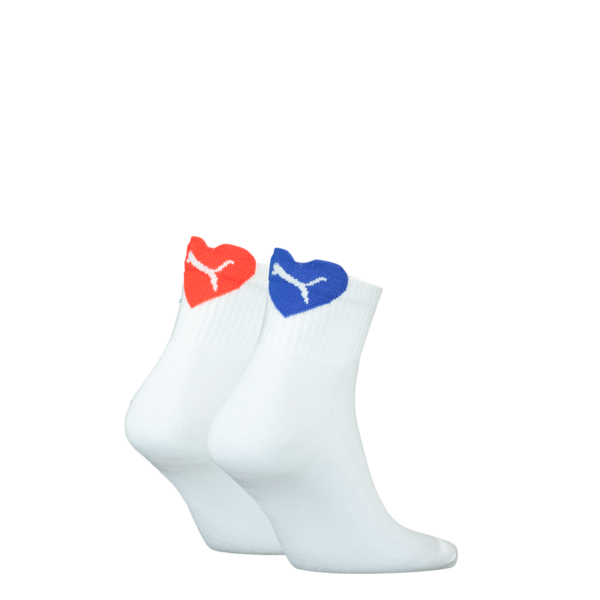 Puma Short Sok Dames Heart 2-pack Wit / Blauw / Rood-39/42