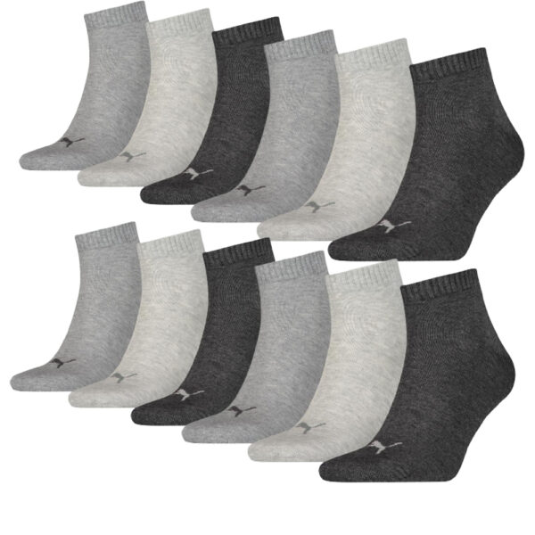Puma Quarter Sokken Plain 12-pack Antraciet Melange-35/38
