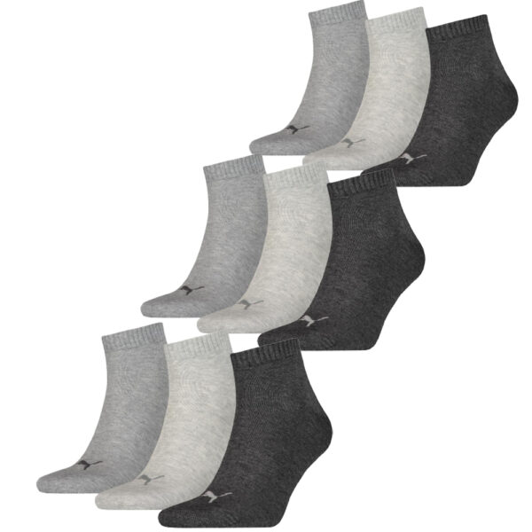 Puma Quarter Sokken Plain 9-pack Antraciet Melange-43/46