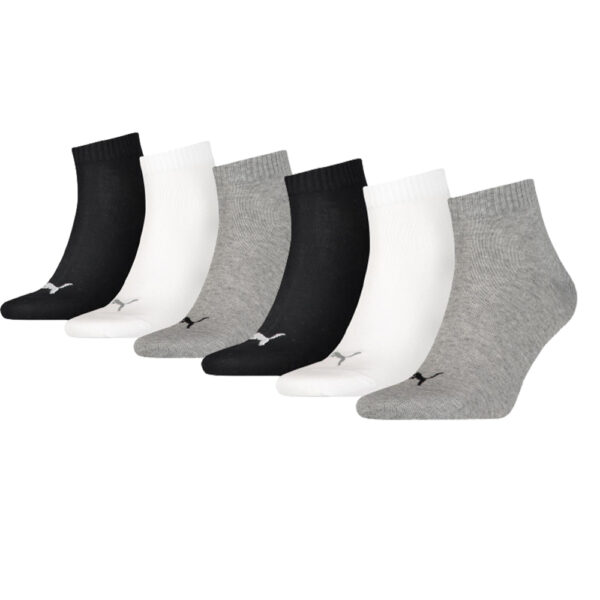 Puma Quarter Sokken Plain 6-pack Zwart / Wit / Grijs-39/42