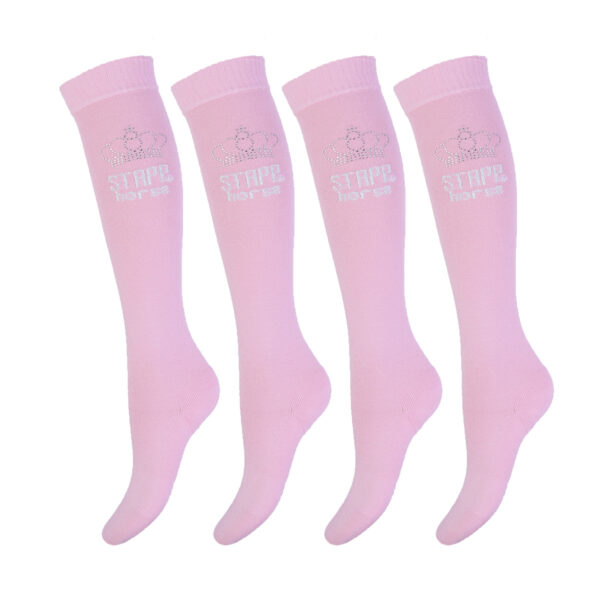 STAPP Horse Paardrijsokken Kroon Strass 4-pack Roze / Zilver-39/42