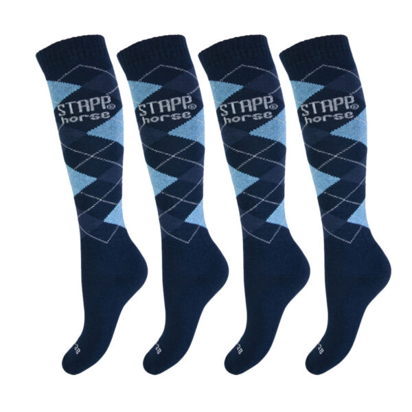 STAPP Horse Paardrijsokken Ruit 4-pack Marine / Lichtblauw / Jeans-43/46