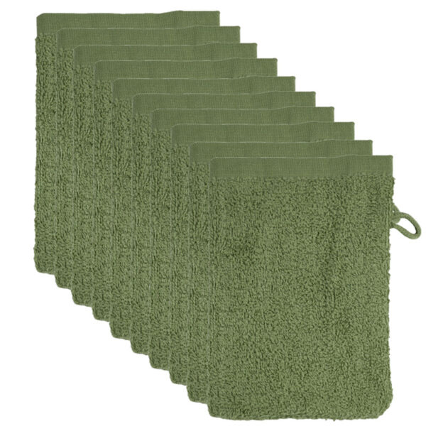 The One Washandjes Olive Green - 10 stuks