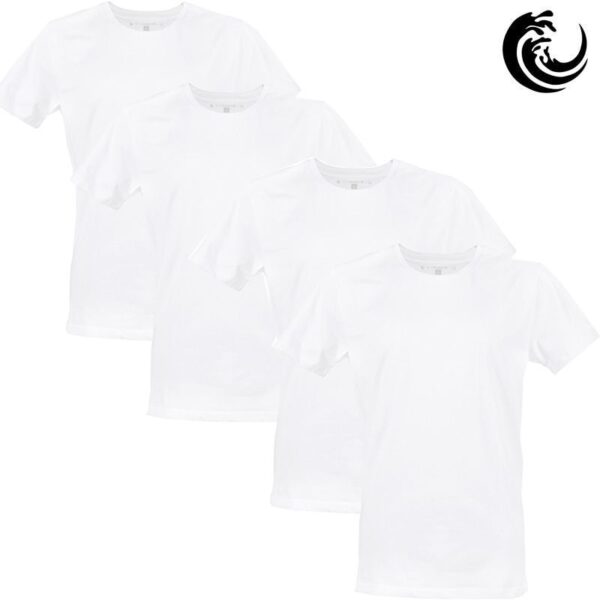 Vinnie-G Heren T-shirt Ronde hals Wit 4-pack-L
